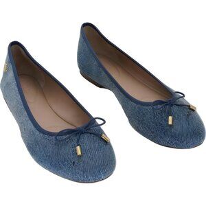 Lauren Ralph Lauren Jayna Embossed Bow Ballet Flats Blue Women's US 9.5M